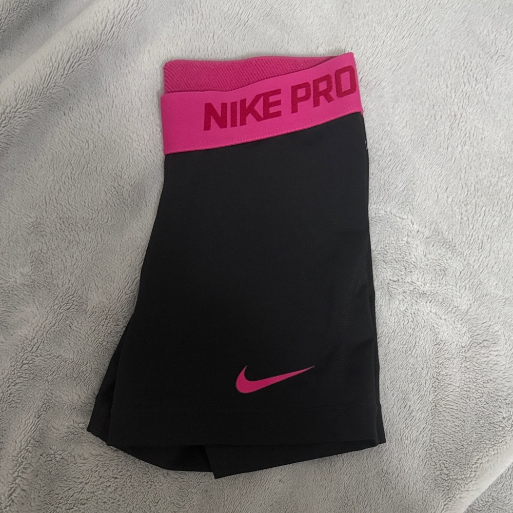Nike Pro Black Shorts with Pink Details